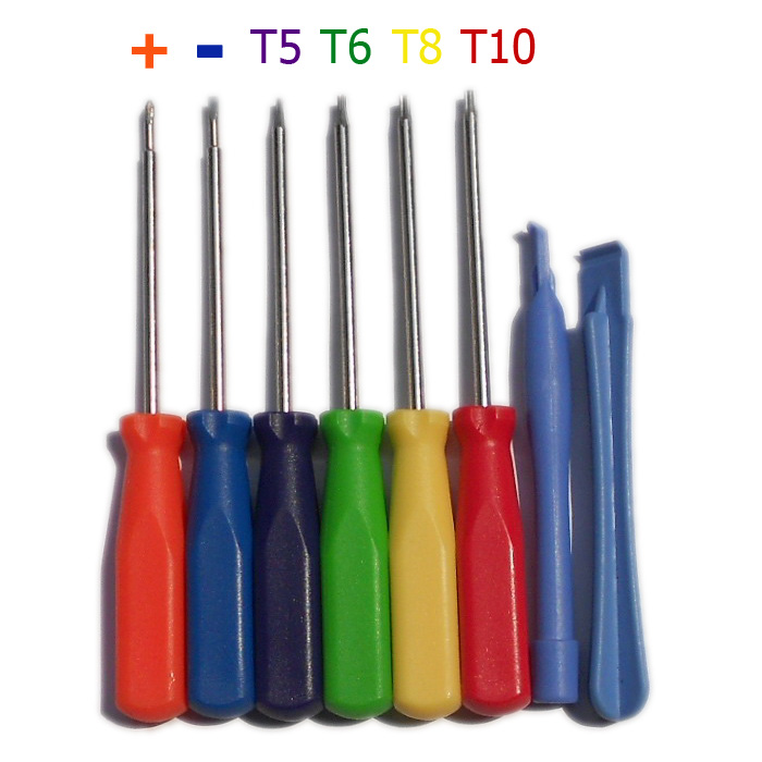 T5 T6 T8 T10 + - Shape Screwdriver Set Pry Stick 8 Pcs Tool